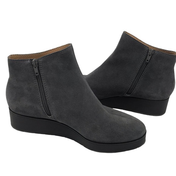Lucky Brand Karmeya Suede Leather Grey Platform Waterproof Ankle Bootie … - Picture 1 of 10